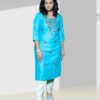 Light Blue Embroidered KURTI