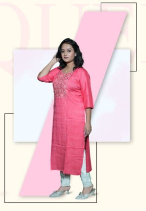 Pink Embroidered KURTI